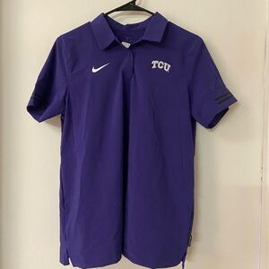 NWT TCU Horned Frogs Nike Dri-Fit Polo Women's Purple New Large Flex On Field
